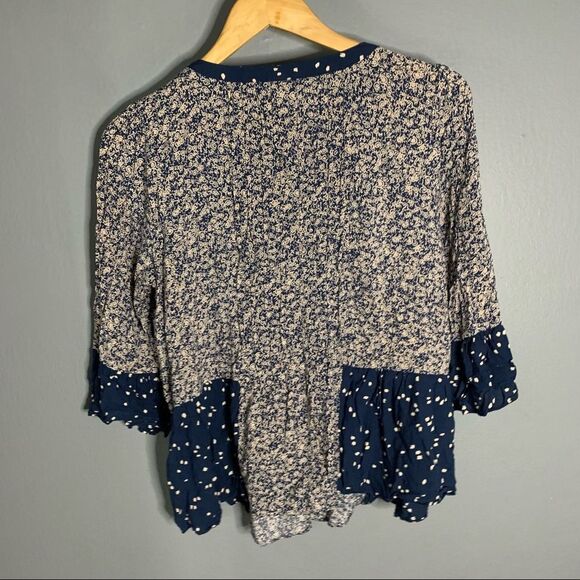 Anthropologie Navy and Cream Blouse - Picture 6 of 10